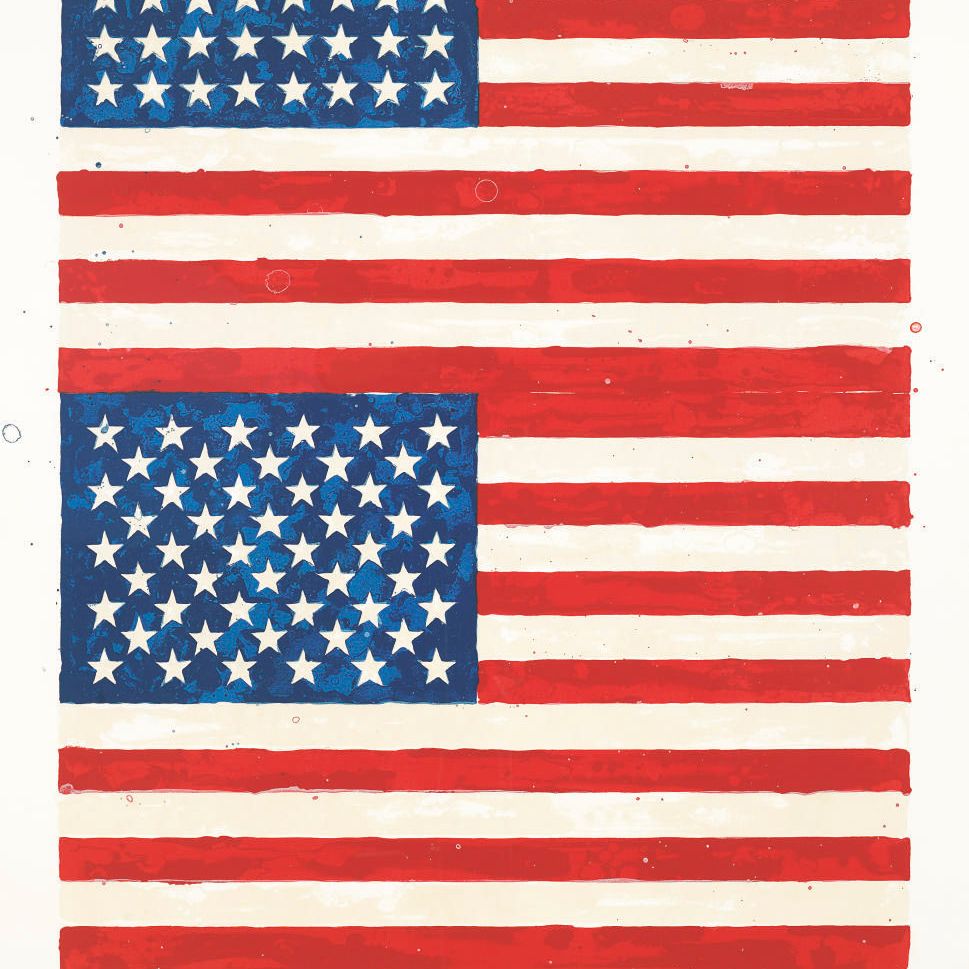 Jasper Johns — Два флага (годовщина Уитни) (ULAE 207)