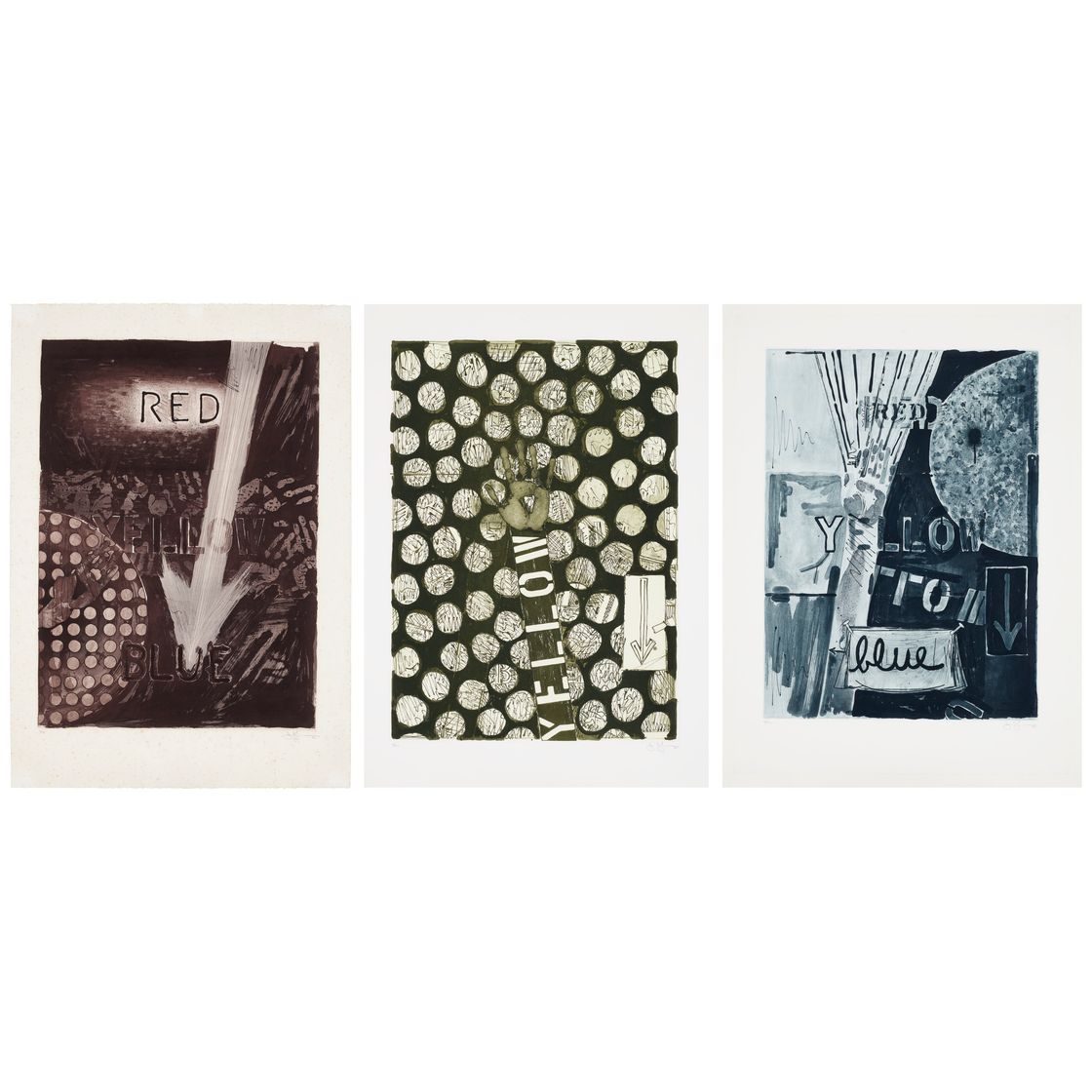 Jasper Johns — Без названия (красный), без названия (желтый) и без названия (синий)