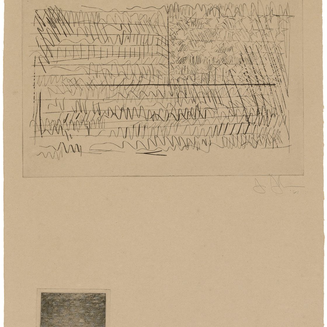 Jasper Johns — Одна пластина (флаг), из: 1-й гравюры