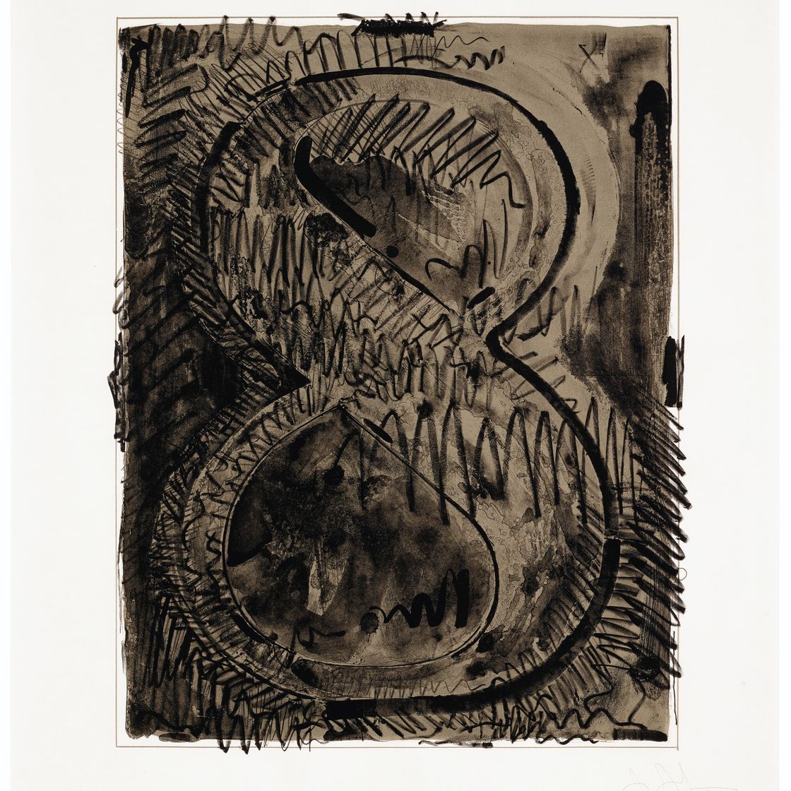 Jasper Johns — Цифра 8, из серии черных цифр