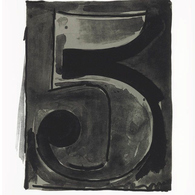 Jasper Johns — Рисунок 5, из серии черных цифр (ULAE 49)