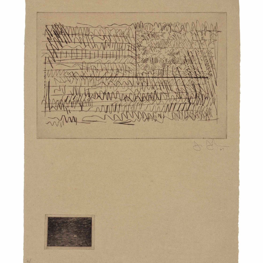 Jasper Johns — 1-я гравюра: одна пластина [Флаг] (см. ULAE 43)