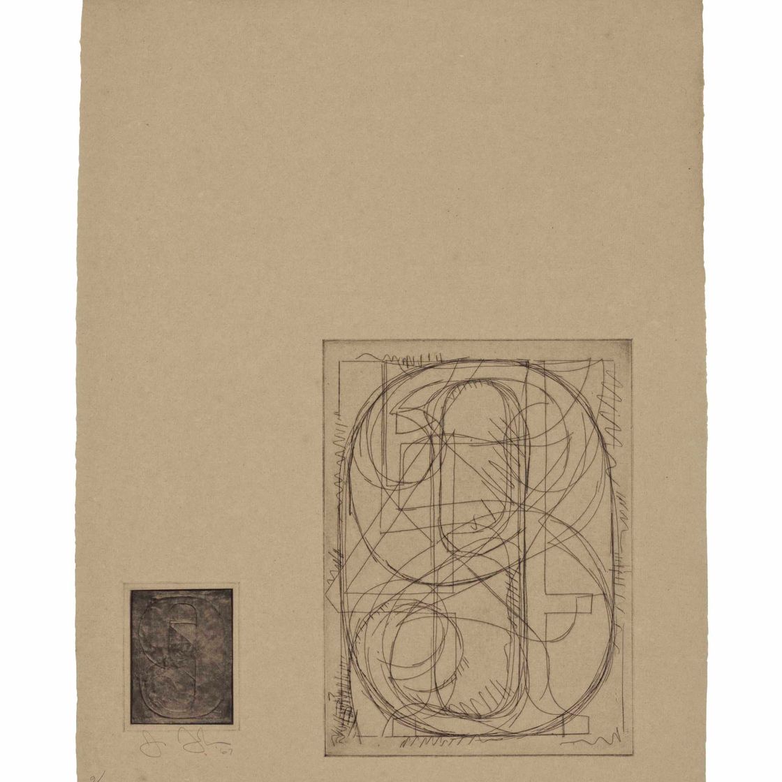 Jasper Johns — 1-я гравюра: одна пластина [цифры] (см. ULAE 43)