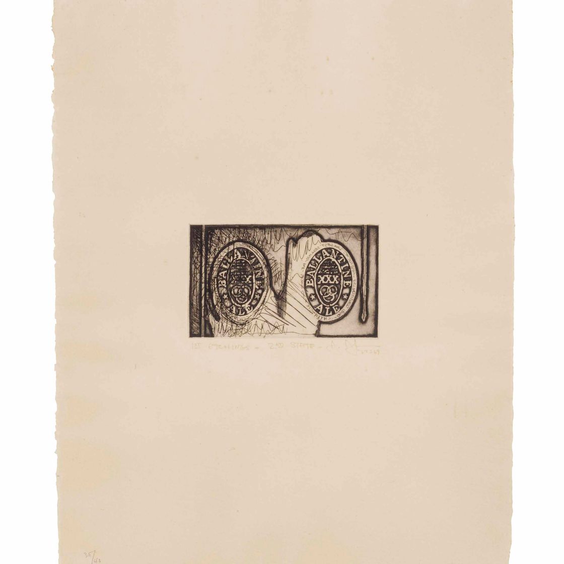 Jasper Johns — 1-я гравюра, 2-е состояние: одна тарелка [банки из-под эля] (см. ULAE 58)