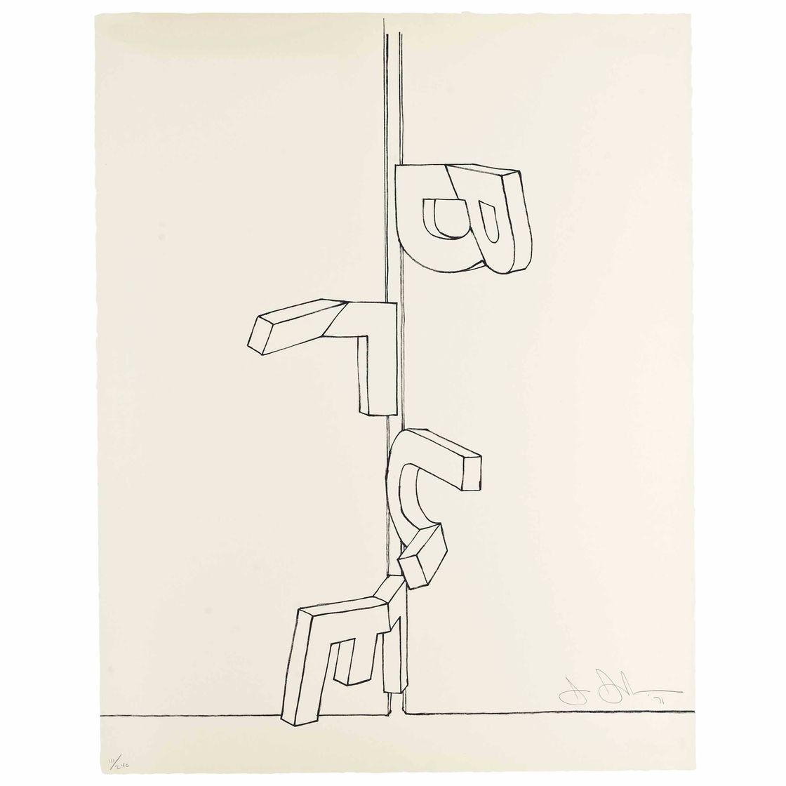 Jasper Johns — Изогнутый синий (Поле 143; Универсальные художественные издания с ограниченным тиражом 97)