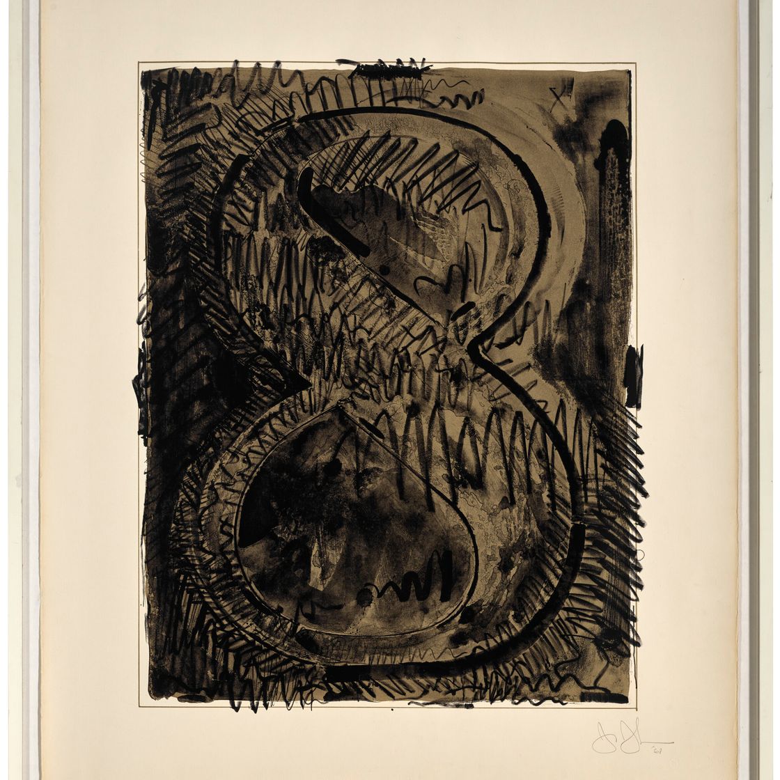 Jasper Johns — Цифра 8, из серии черных цифр, изображение 2