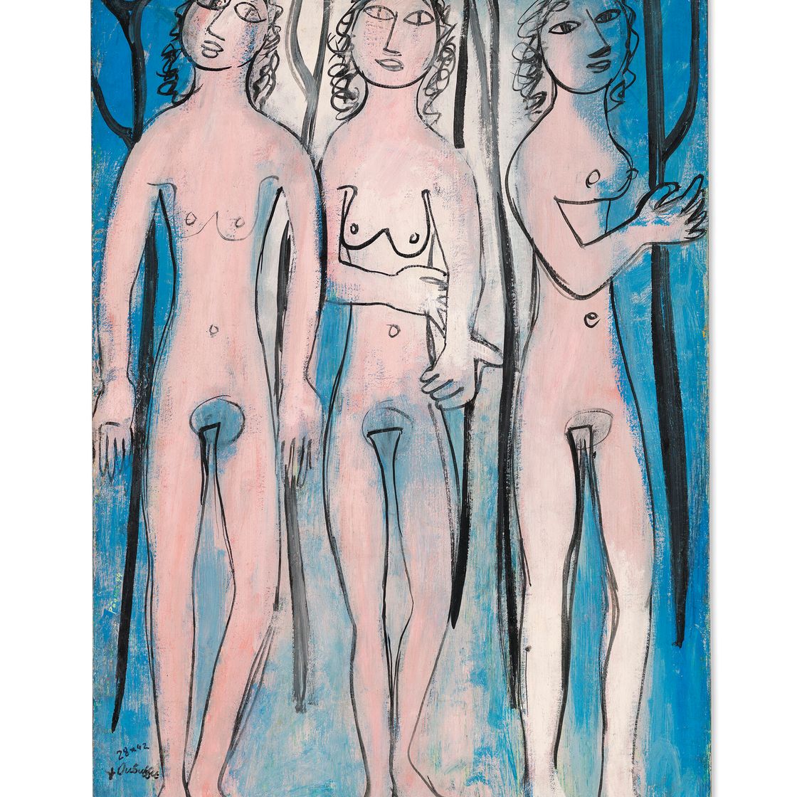 Jean Dubuffet — Trois femmes nues au bois (Три обнаженные женщины в лесу)