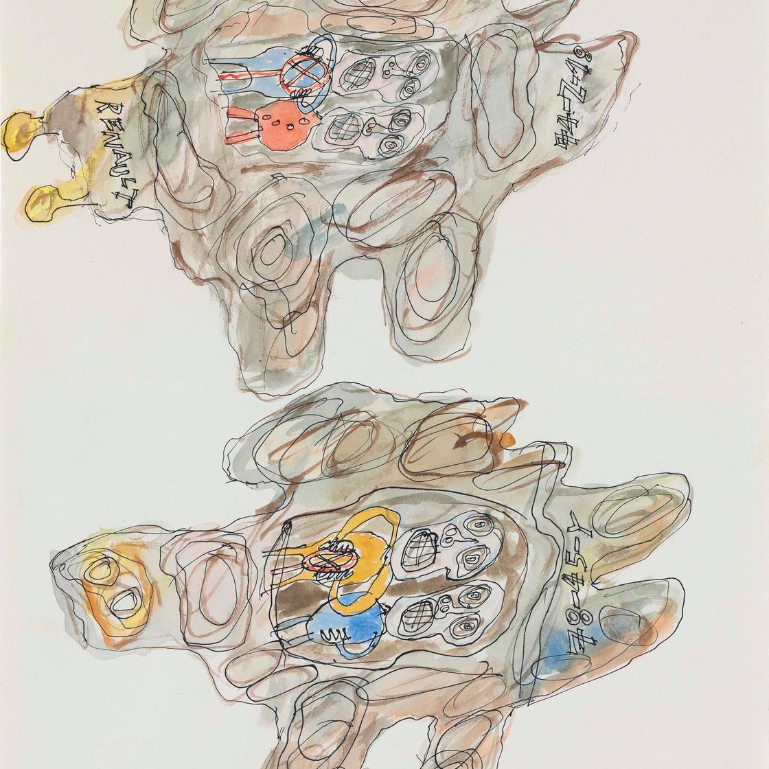 Jean Dubuffet — Два автомобиля (Renault et 78-45-Y)