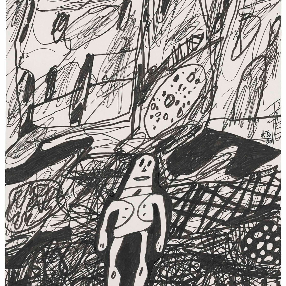 Jean Dubuffet — Изображение одного персонажа (Пейзаж с одним персонажем)