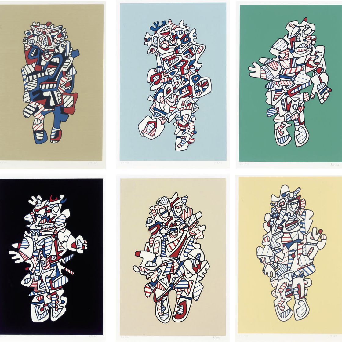 Jean Dubuffet — Краткие изложения, Pace Editions Inc., Нью-Йорк, 1973 (W. 1159-64)