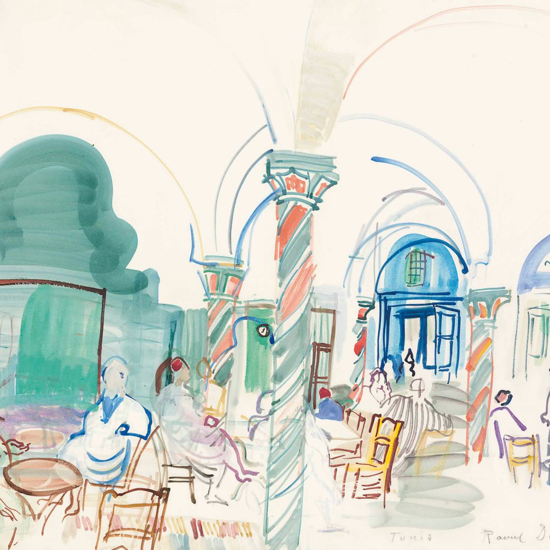 Jean Dufy — Кафе в Тунисе