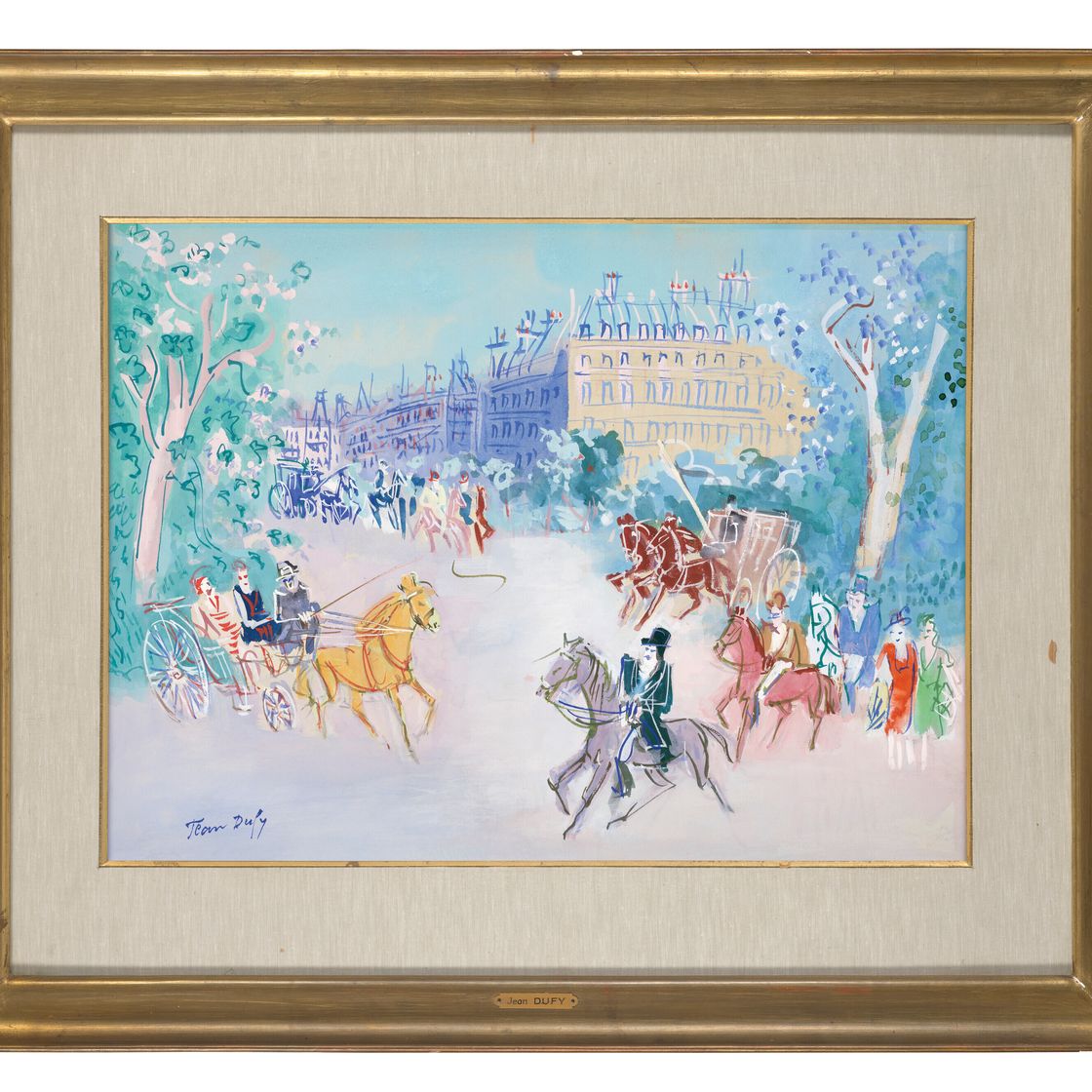 Jean Dufy — Прогулка с кавалерами по Булонскому лесу, изображение 2