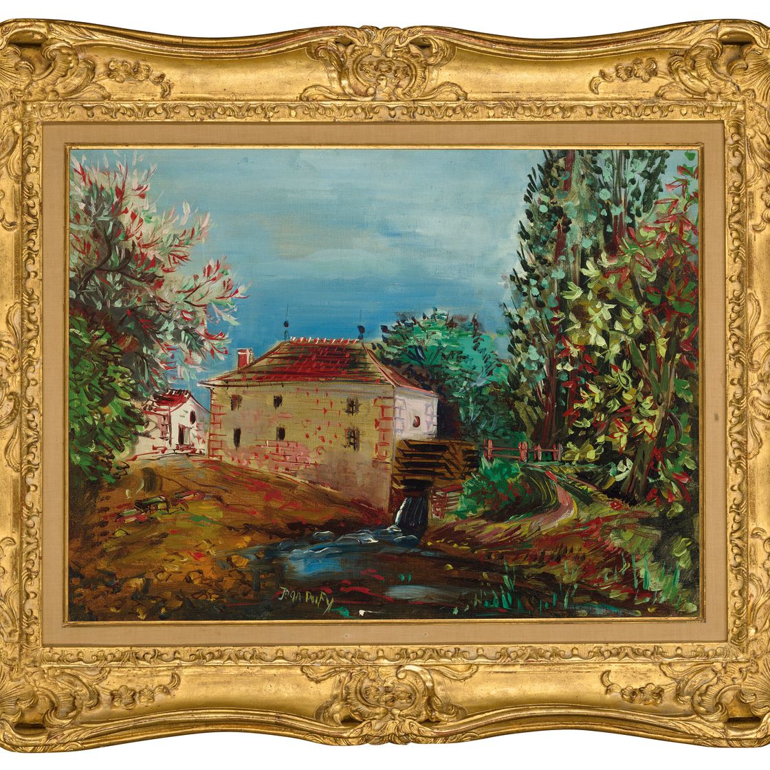 Jean Dufy — Улица Арриер-дю-Мулен в окрестностях ла-Рош-Берланд (коммуна Боссэ-сюр-Клэаз), изображение 2