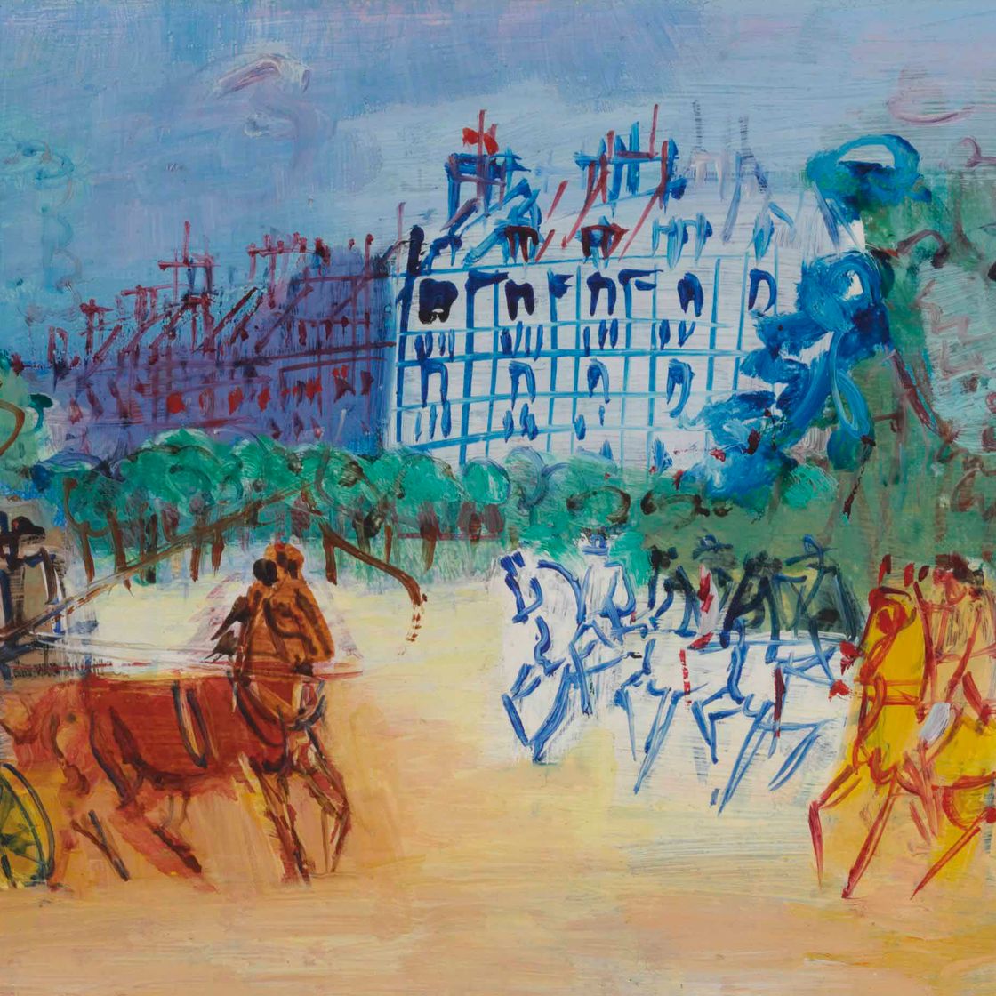 Jean Dufy — Прогулка и кавалеры по Булонскому лесу