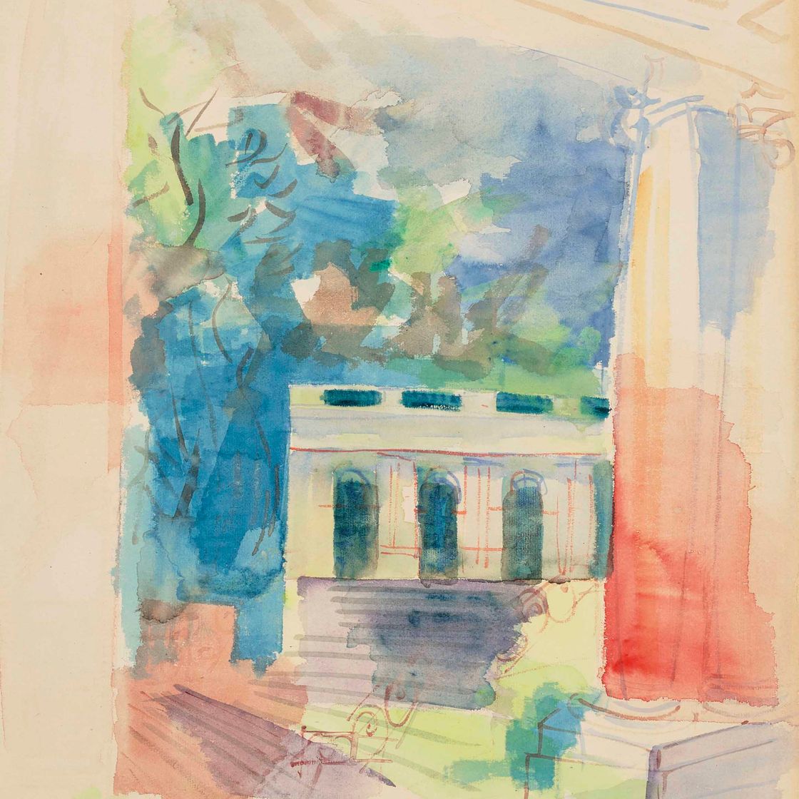 Jean Dufy — Памятник с арками и колоннами