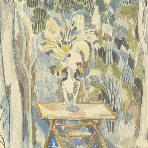 Jean Dufy — Ваза с цветами на столе
