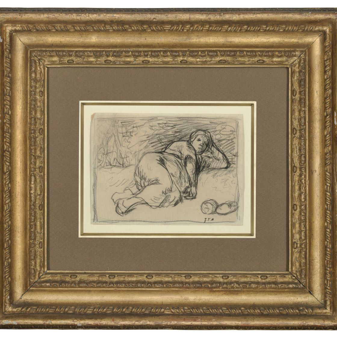 Jean Francois Millet — Дремлющая женщина (Bergère dormant, как птица, которая живет в шене), изображение 2