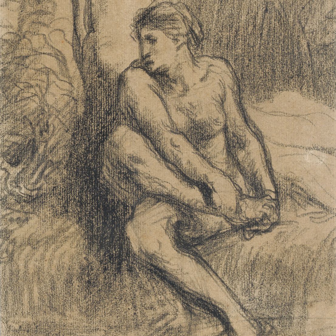 Jean Francois Millet — Сидящий обнаженный