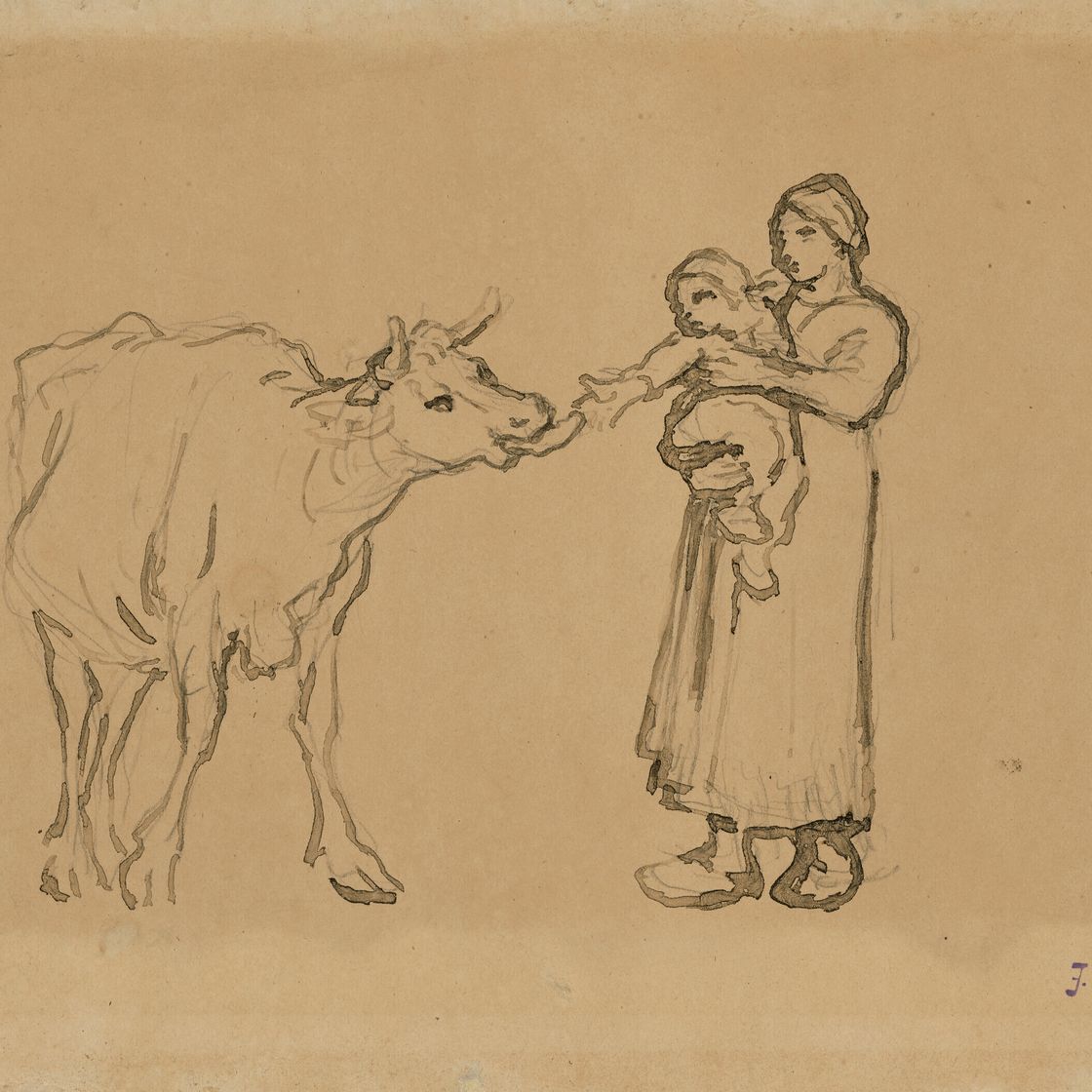 Jean Francois Millet — Мать и рядом с тобой, изображение 1