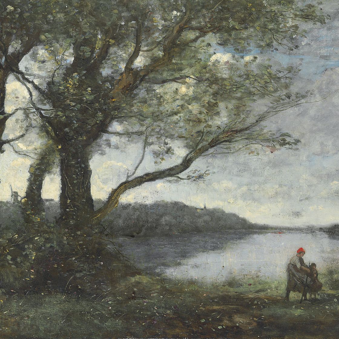 Jean-Baptiste-Camille Corot — Три дерева на берегу озера