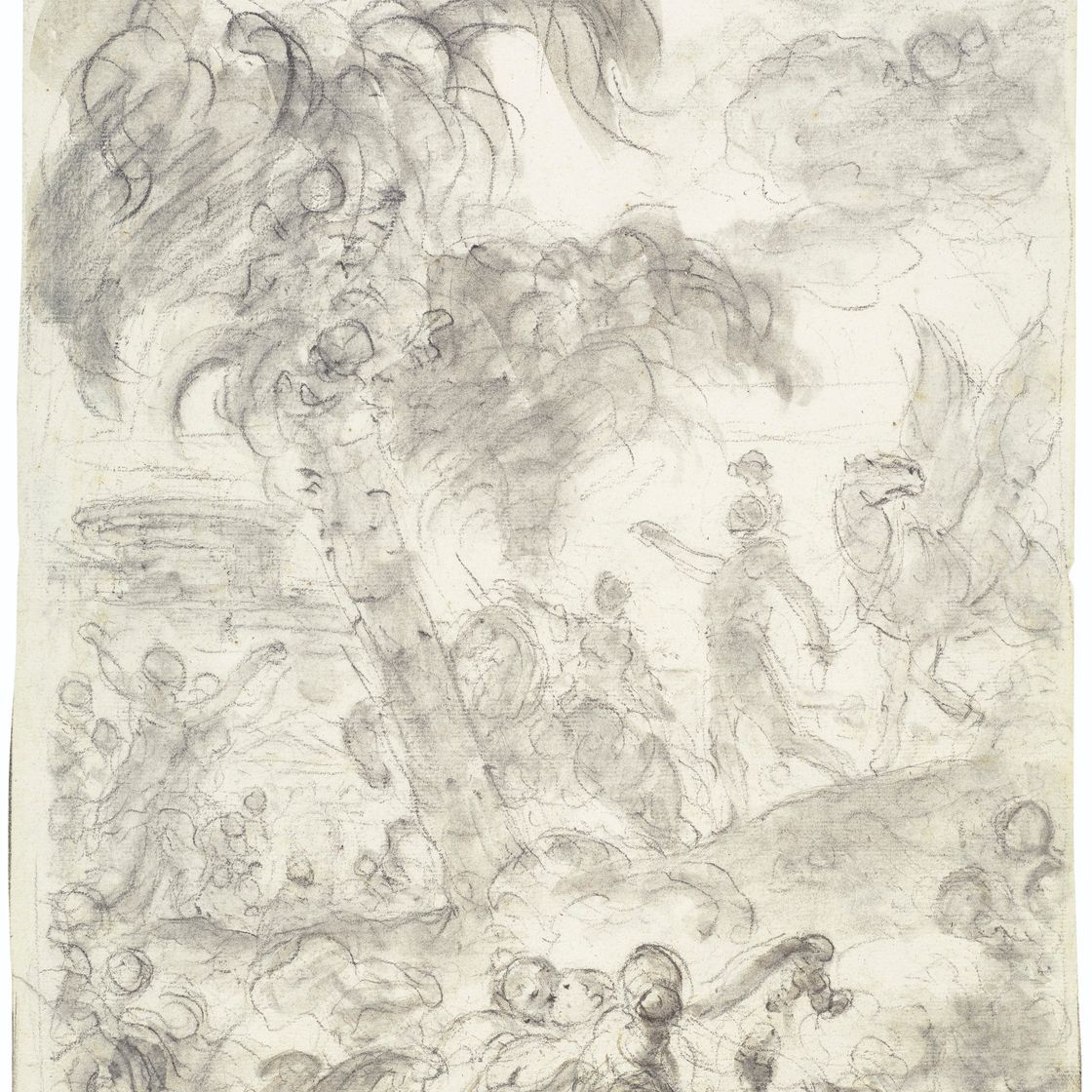 Jean-Honoré Fragonard — Руджеро подходит к порогу дворца Альсины (Орландо Фуриозо, VI, 72-75)