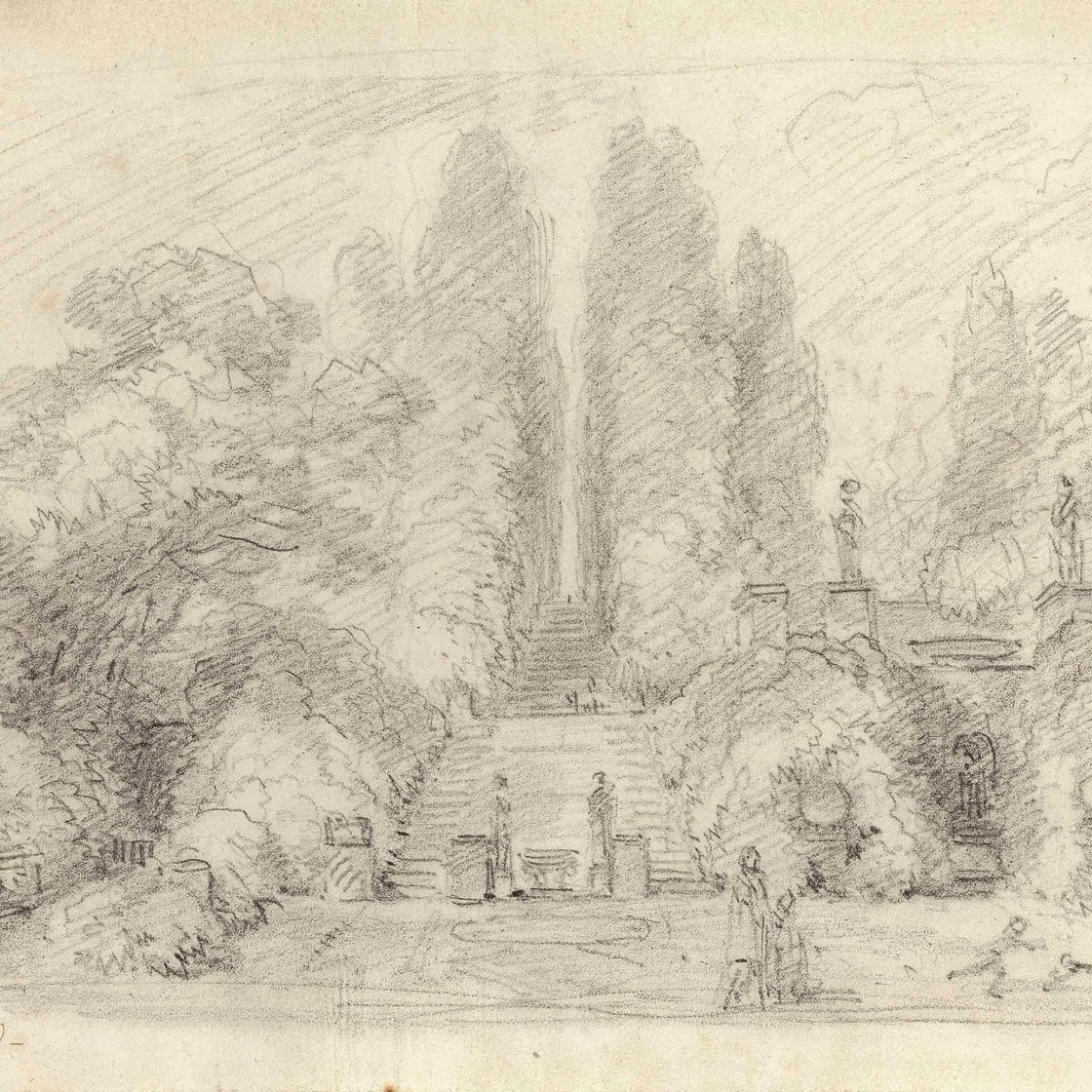 Jean-Honoré Fragonard — Итальянский парк с лестницами