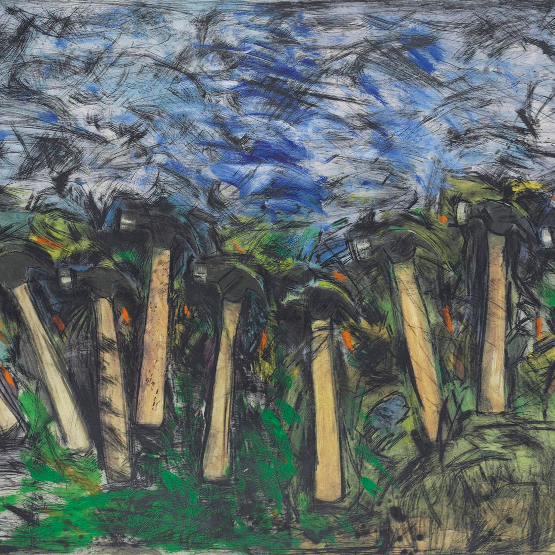Jim Dine — Бегущие молотки в пейзаже