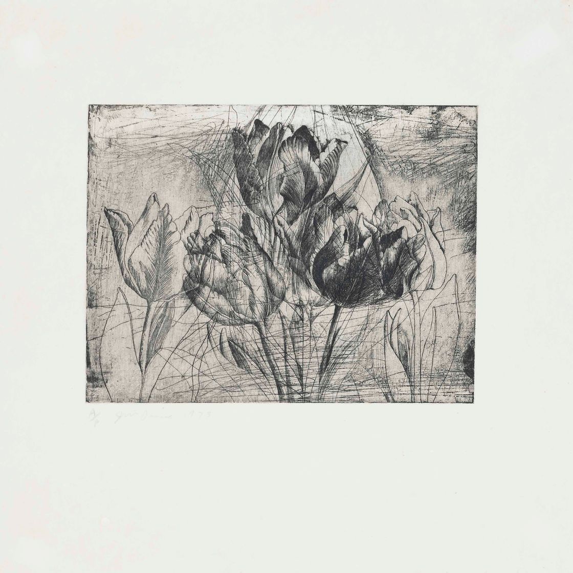 Jim Dine — Автопортрет в лыжной шапочке (на фоне тюльпанов) (Колледж Уильямса, 178)