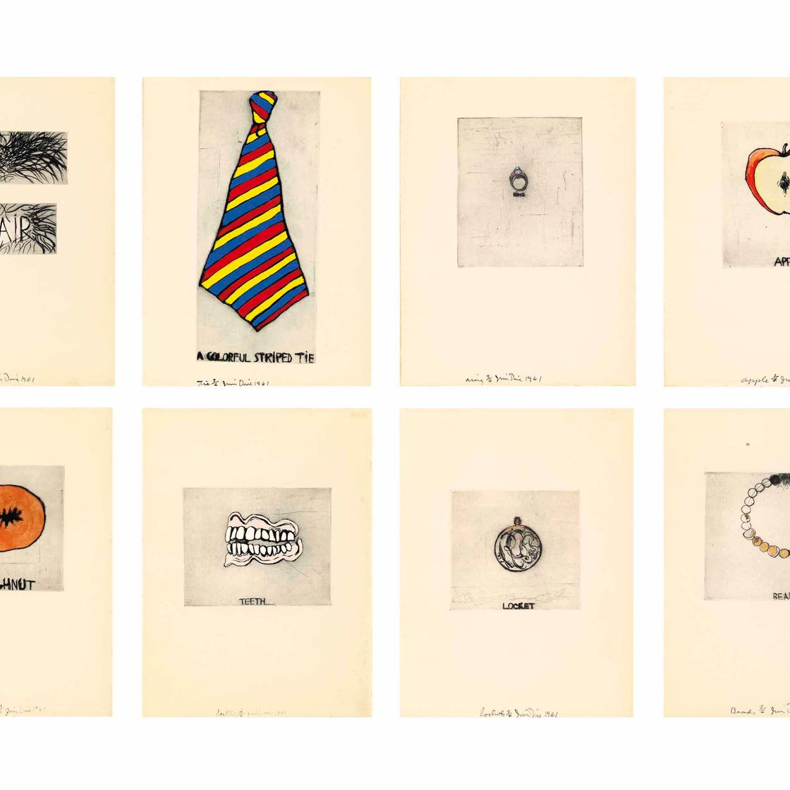Jim Dine — Кольцо; Бусы; Зубы; Галстук; Пончик; Застежка-молния; Волосы; Твид; Медальон и яблоко