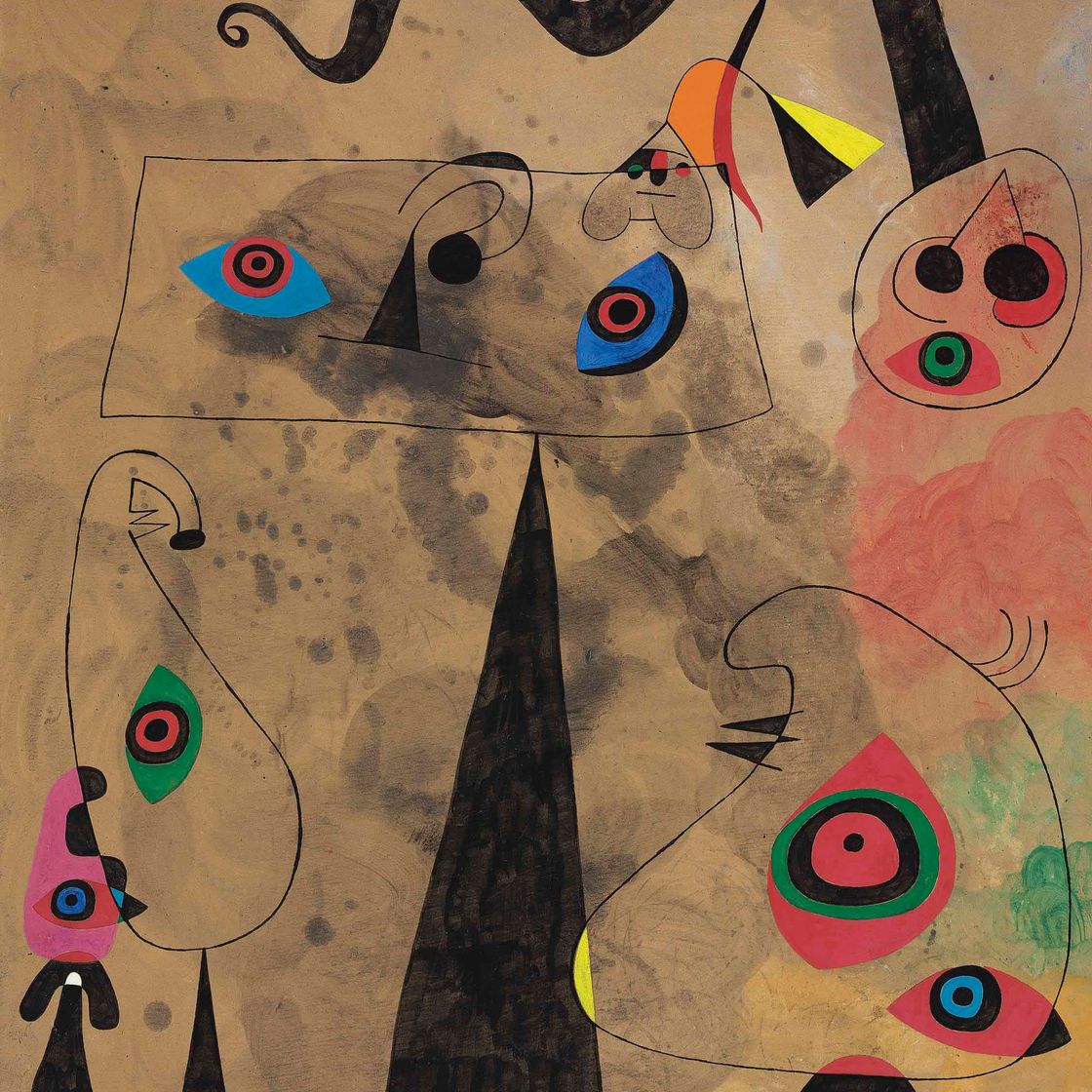Joan Miró — Змея с коклюшками, тренирующаяся на поле фиалок, в парке лазардов на двоих