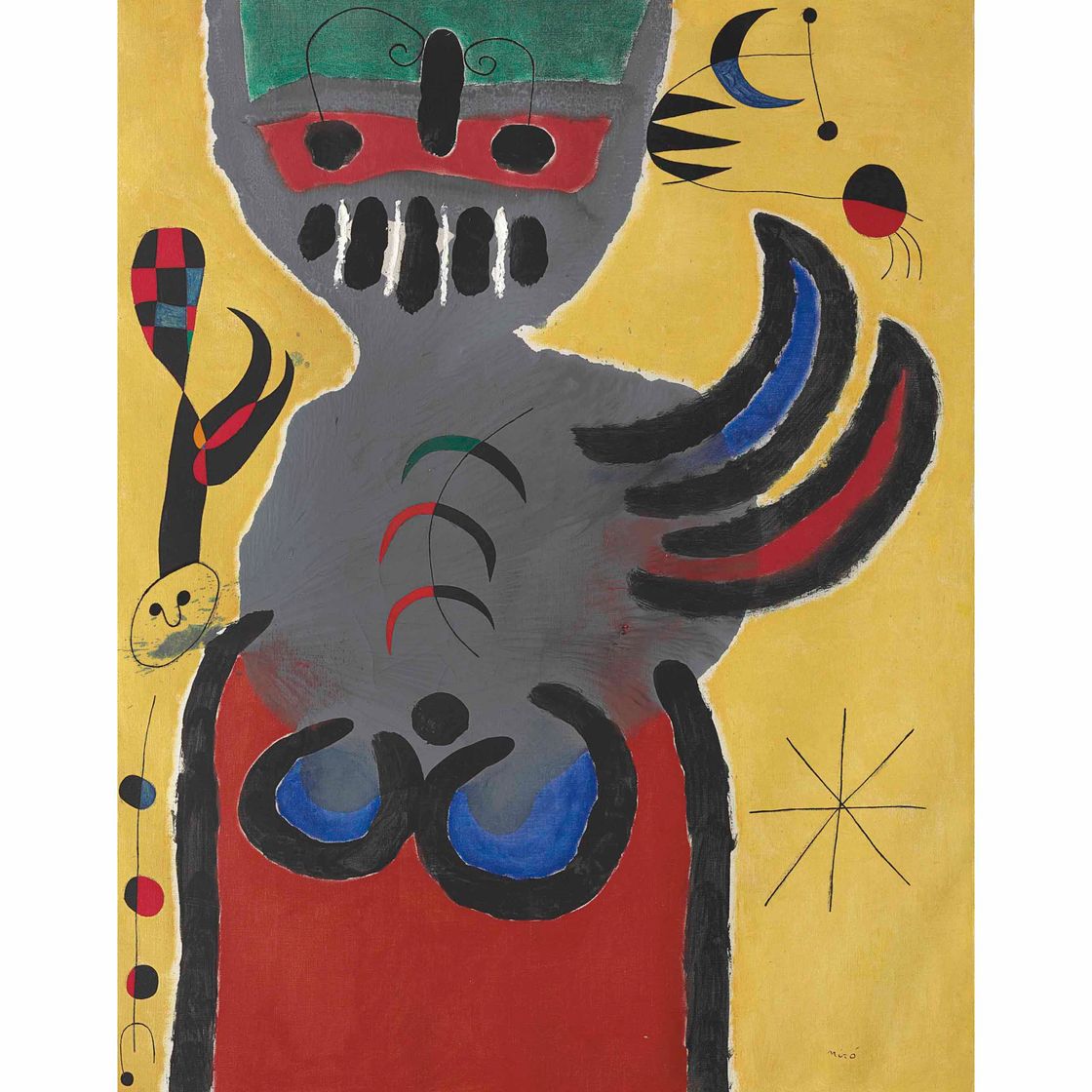 Joan Miró — Красный цветок на фоне луны (Стебель красного цветка тянется к Луне)