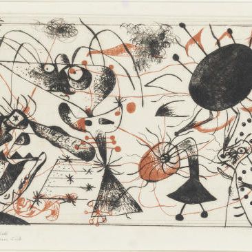 Joan Miró — Черный и красный цвет : Одна тарелка (D. 35)