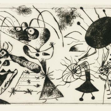 Joan Miró — Черный и красный цвет : Одна тарелка (D. 33)