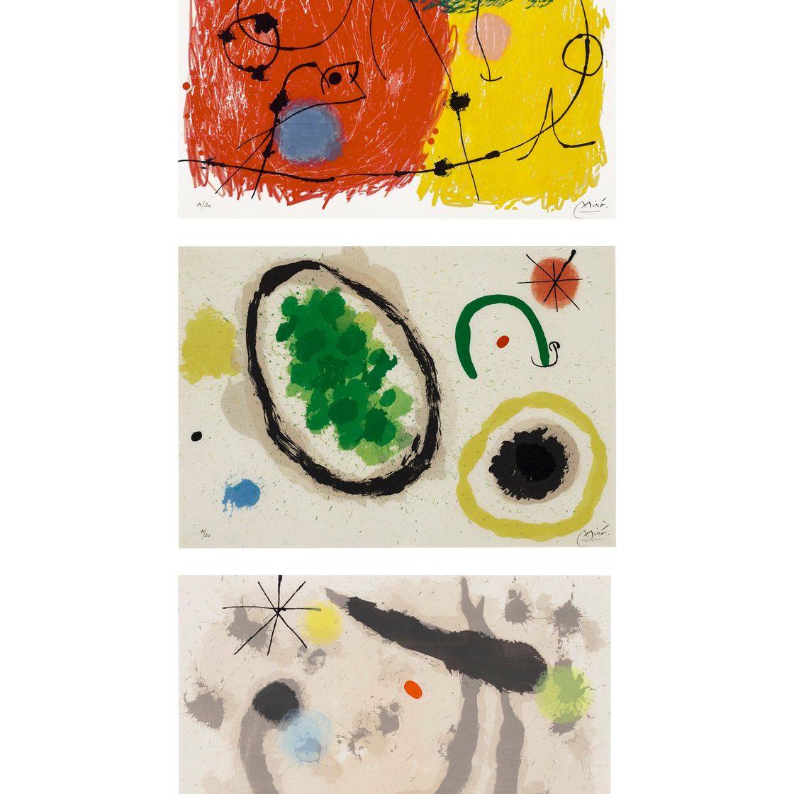 Joan Miró — Лазарь с золотыми перьями: три гравюры