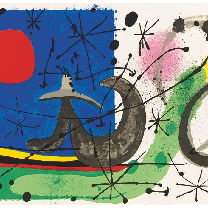 Joan Miró — Лазарь с золотыми перьями : четыре пластины (М. 514, 517, 523, 527; см. С. книги 148)