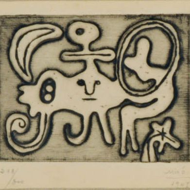 Joan Miró — "Женщина и сердце, рожденные луной", из "Лавров номер один" (Дюпен, 51)