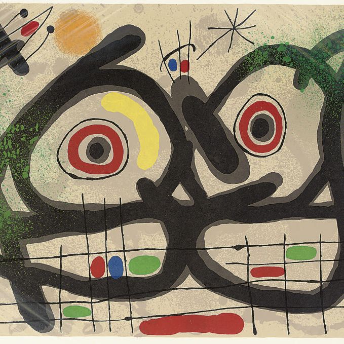Joan Miró — Две тарелки от Le Lézard с золотыми перьями (номера 447 и 461)