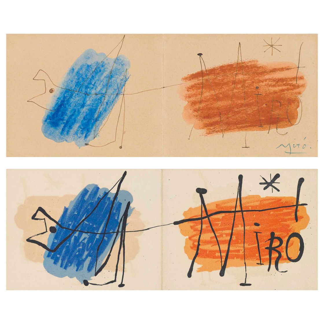 Joan Miró — Приглашение на выставку в галерею Матарассо, Ницца, 1957: Подготовительный рисунок