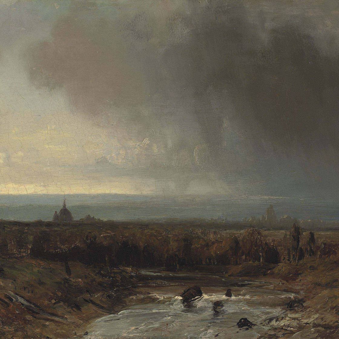 Johan Barthold Jongkind — Речной пейзаж под грозовым небом