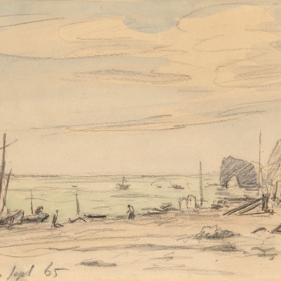 Johan Barthold Jongkind — Вид на международный пляж, изображение 1