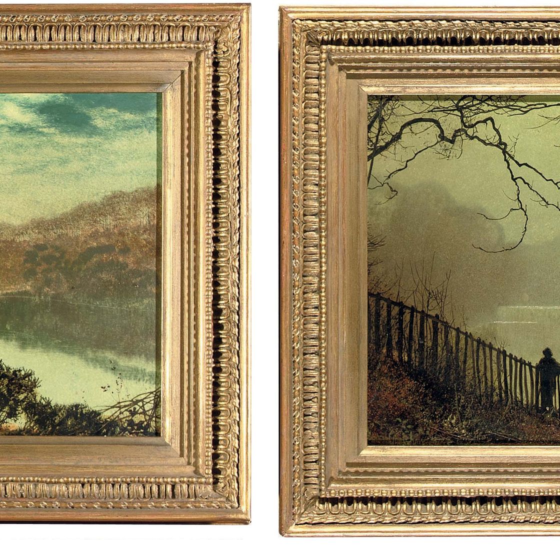 John Atkinson Grimshaw — Озеро Ватерлоо, парк Раундхей, Лидс; и фигура с видом на озеро Ватерлоо, парк Раундхей, Лидс.