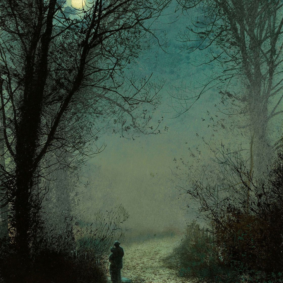 John Atkinson Grimshaw — Влюбленные на залитой лунным светом дорожке