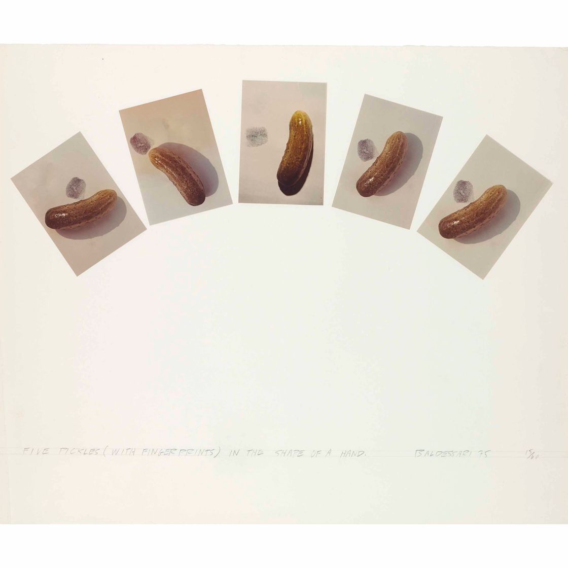 John Baldessari — Пять соленых огурцов (с отпечатками пальцев) в форме ладони, от художников и фотографов