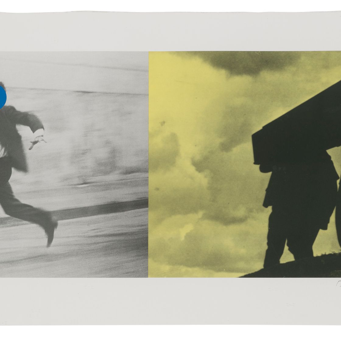 John Baldessari — Бегущий человек: Люди, несущие гроб ("Лети, спасая свою жизнь"), из набора из пяти литографий для Тристрама Шэнди