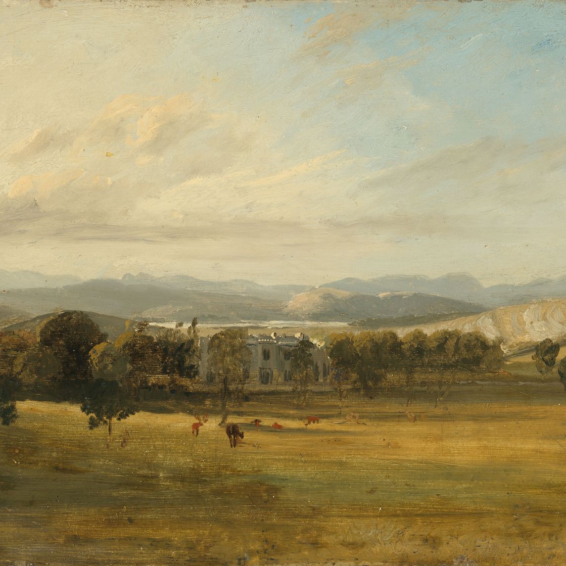 John Constable — Набросок Лейтон-Холла, Ланкашир, холмов Озерного края за его пределами, изображение 1