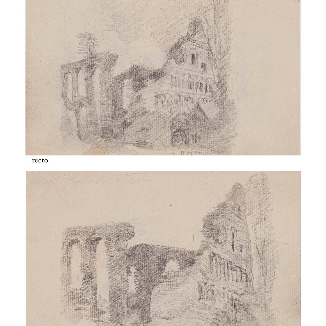 John Constable — Руины монастыря Святого Ботольфа в Колчестере (справа и слева )