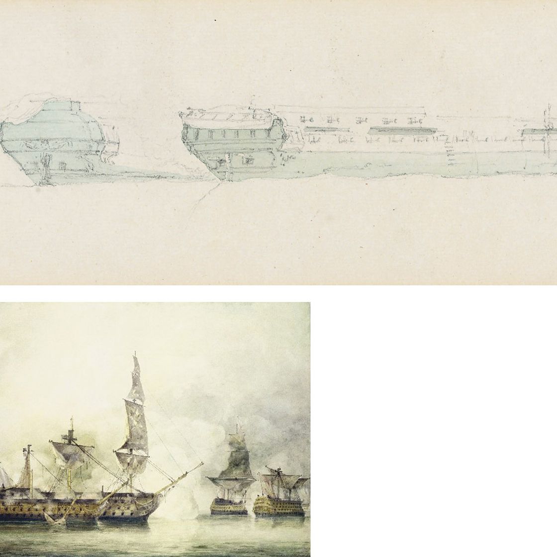 John Constable — Подготовительное исследование к теме "Победа корабля Его Величества в памятной Трафальгарской битве"