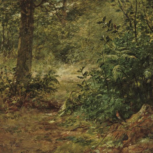 John Everett Millais — Малиновка в лесном пейзаже