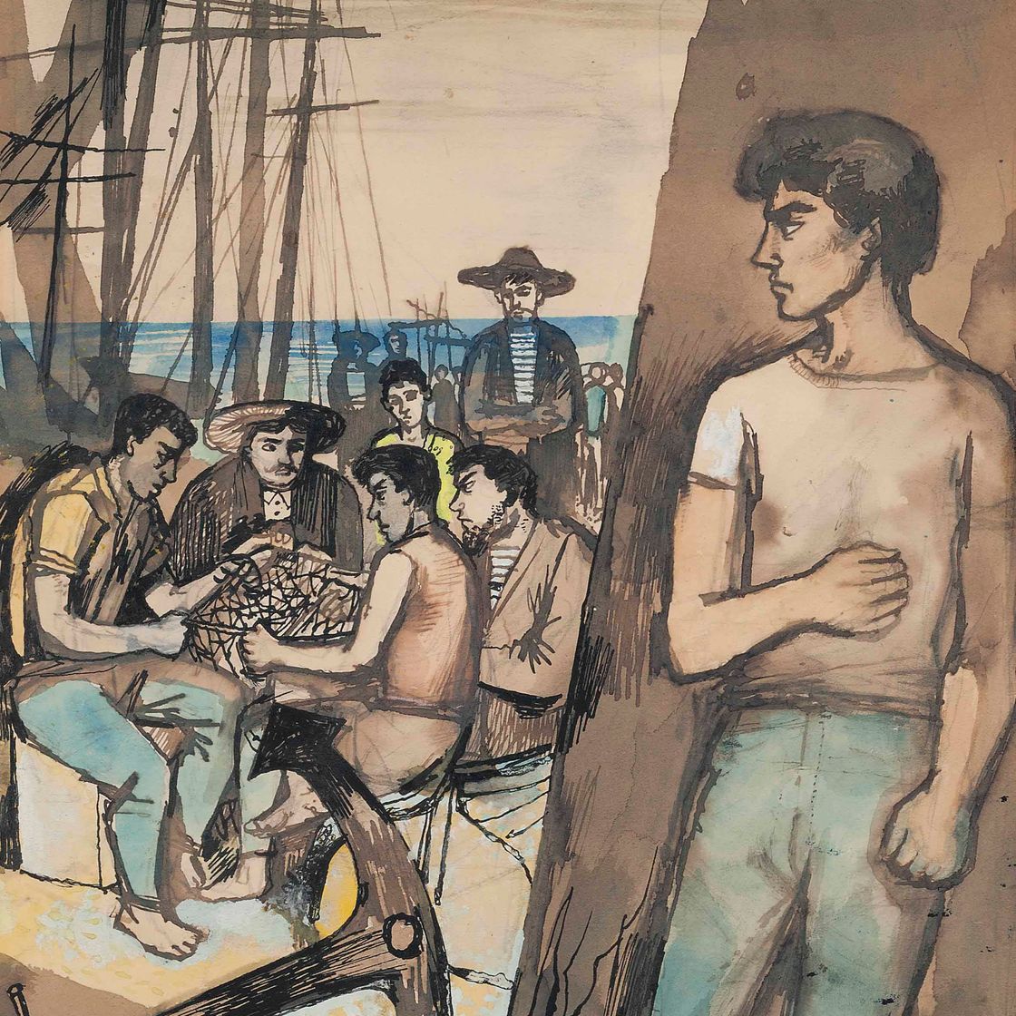 John Minton — Матросы чинят сети