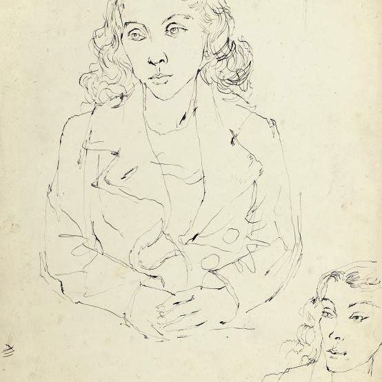 John Minton — Женский портрет в полный рост; вместе с тремя этюдами обнаженной натуры